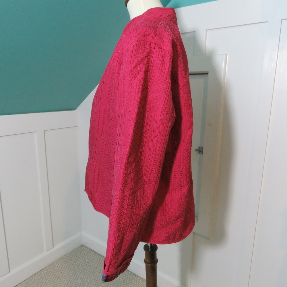 Chico's Womens Pink Lined Embroidered Jacket - Picture 6 of 8
